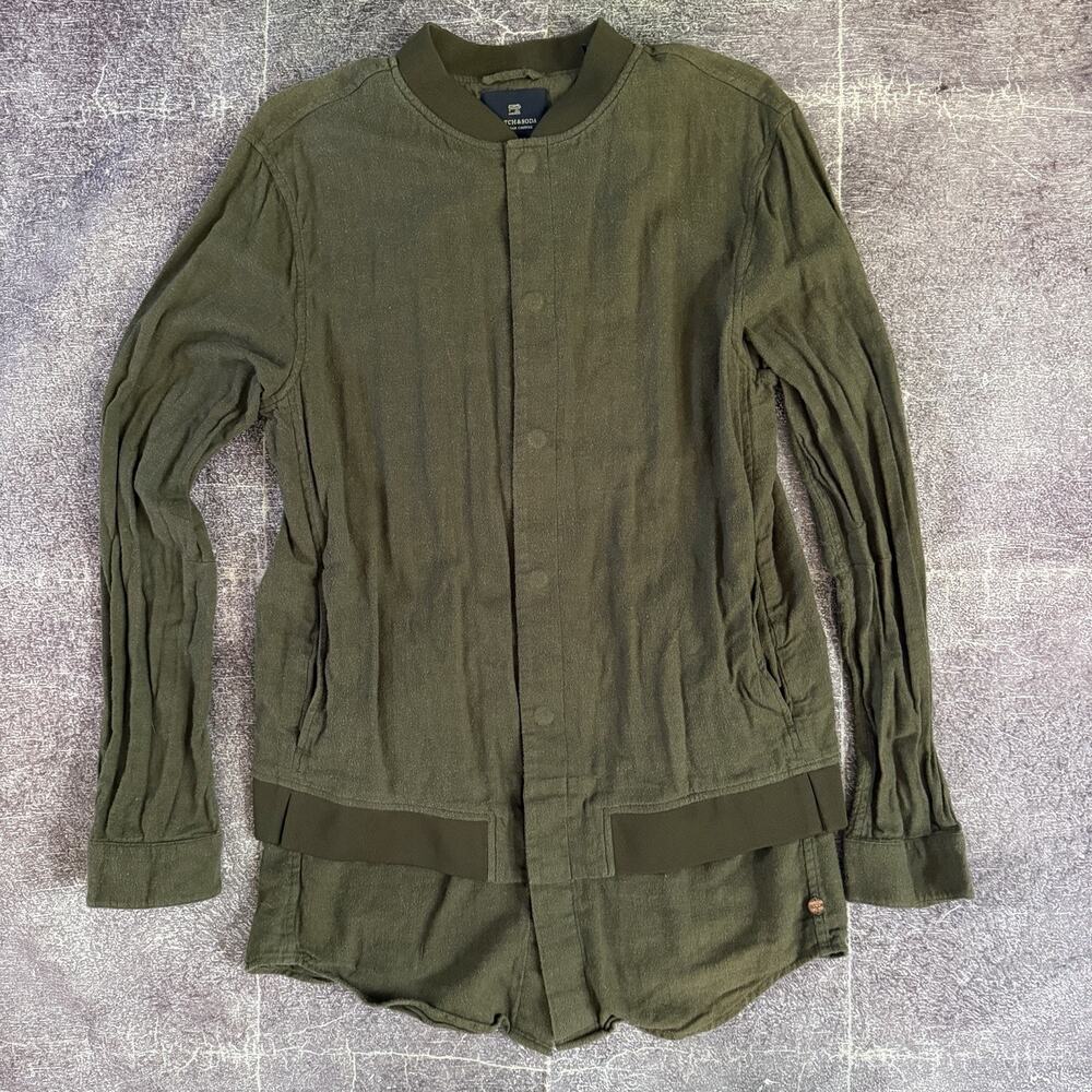 Men's Scotch & Soda Moss Forest Green Button Up Tailed Light Shirt Jacket Sz M